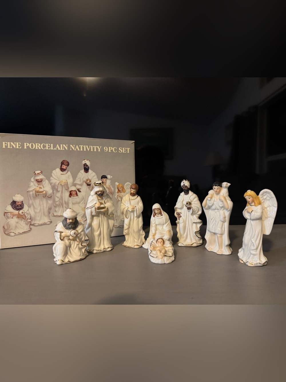 Vintage White Porcelain 8-Piece Nativity Set